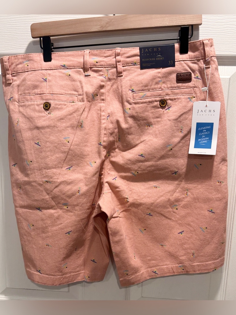 NWT JACHS New York Bleecker Shorts Men’s Size 33 Pink Surfboard Print - Picture 5 of 11